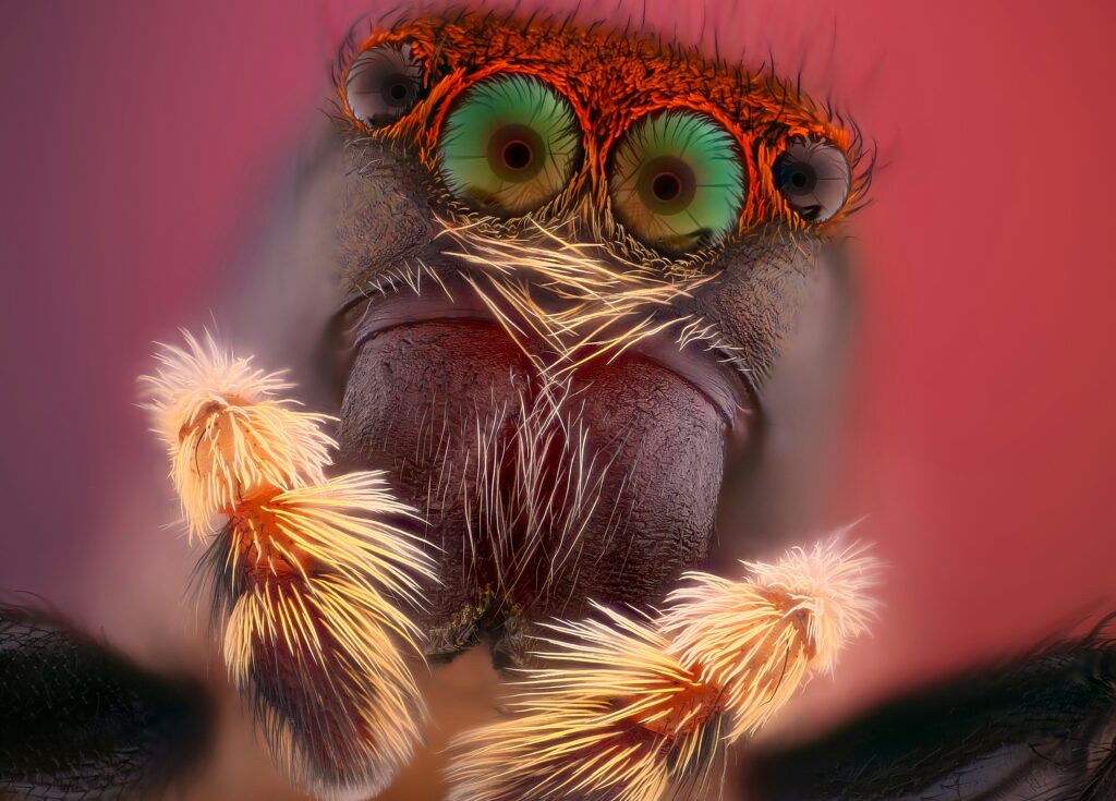 A person gradually training a tarantula to be more comfortable with hand contact inside its habitat