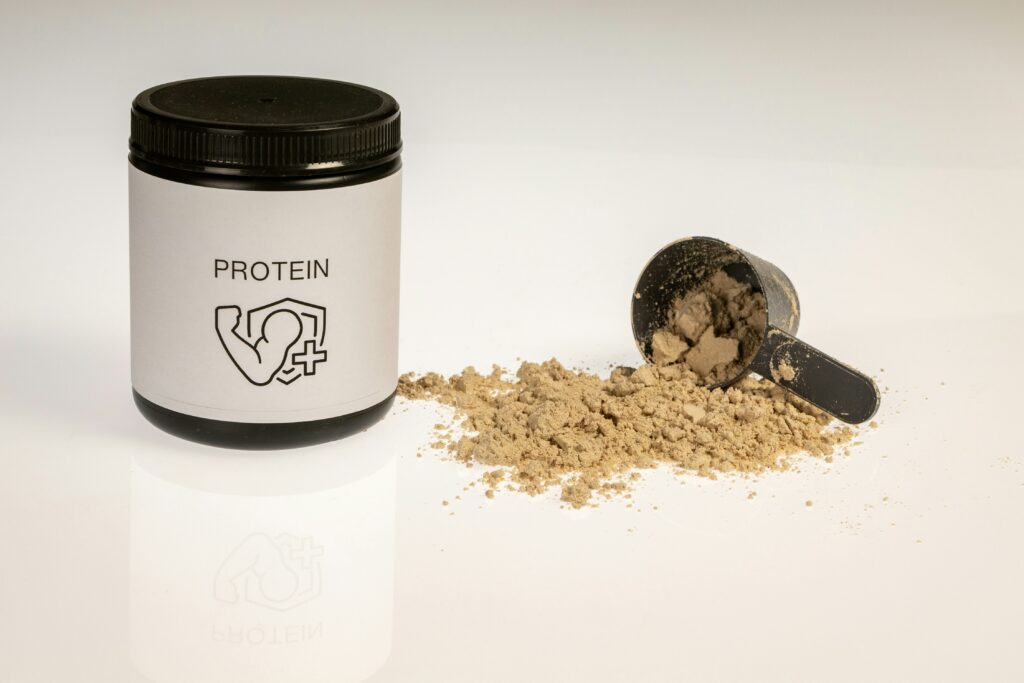 Industrial setup of insect protein being processed into food products like bars and powders