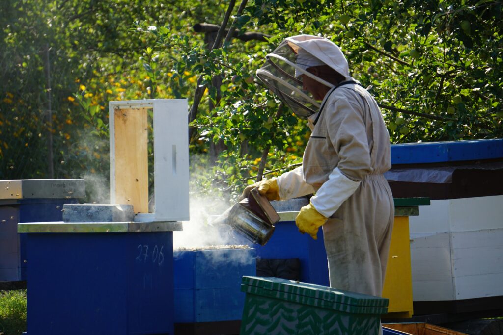 Person applying insect repellent spray before going outdoors