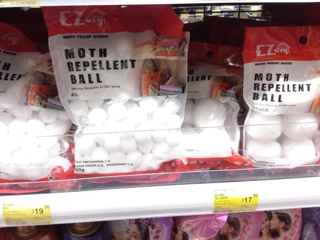 Moth repellent balls in a store