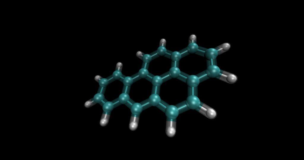 A blue and green organic compound chain