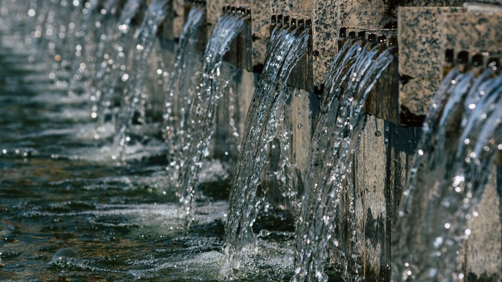 fountain, beam, water, nature, water feature, pool of water